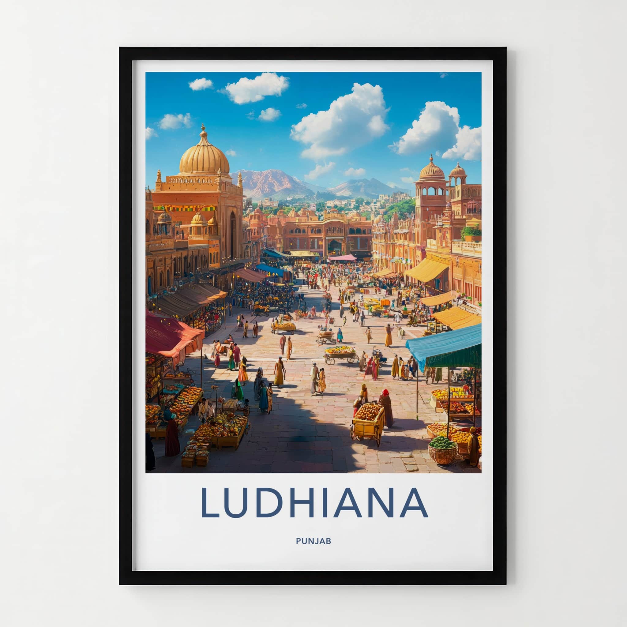 Ludhiana Poster - India Wall Art - Punjab Vibrant Market Scene Home Decor