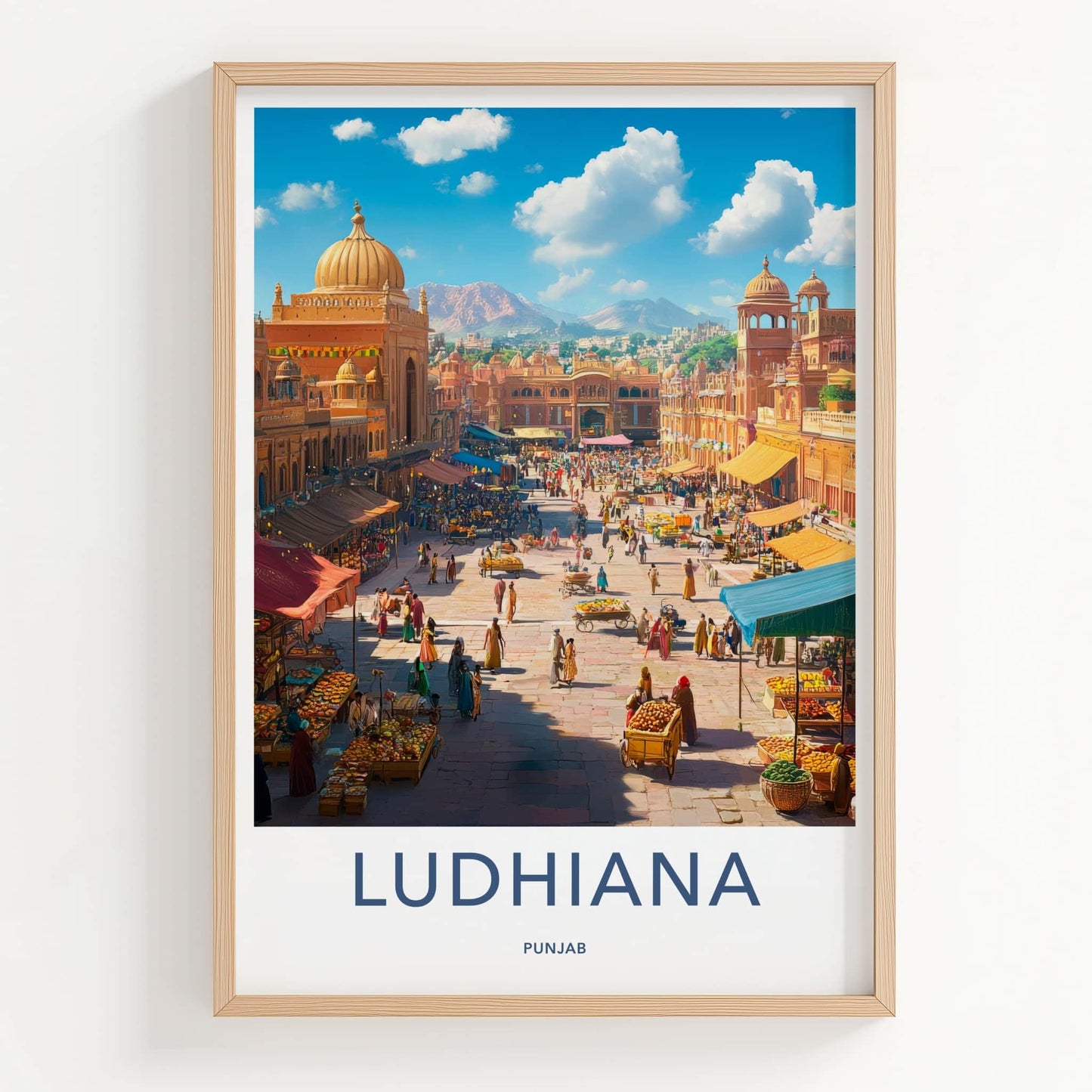 Ludhiana Poster - India Wall Art - Punjab Vibrant Market Scene Home Decor