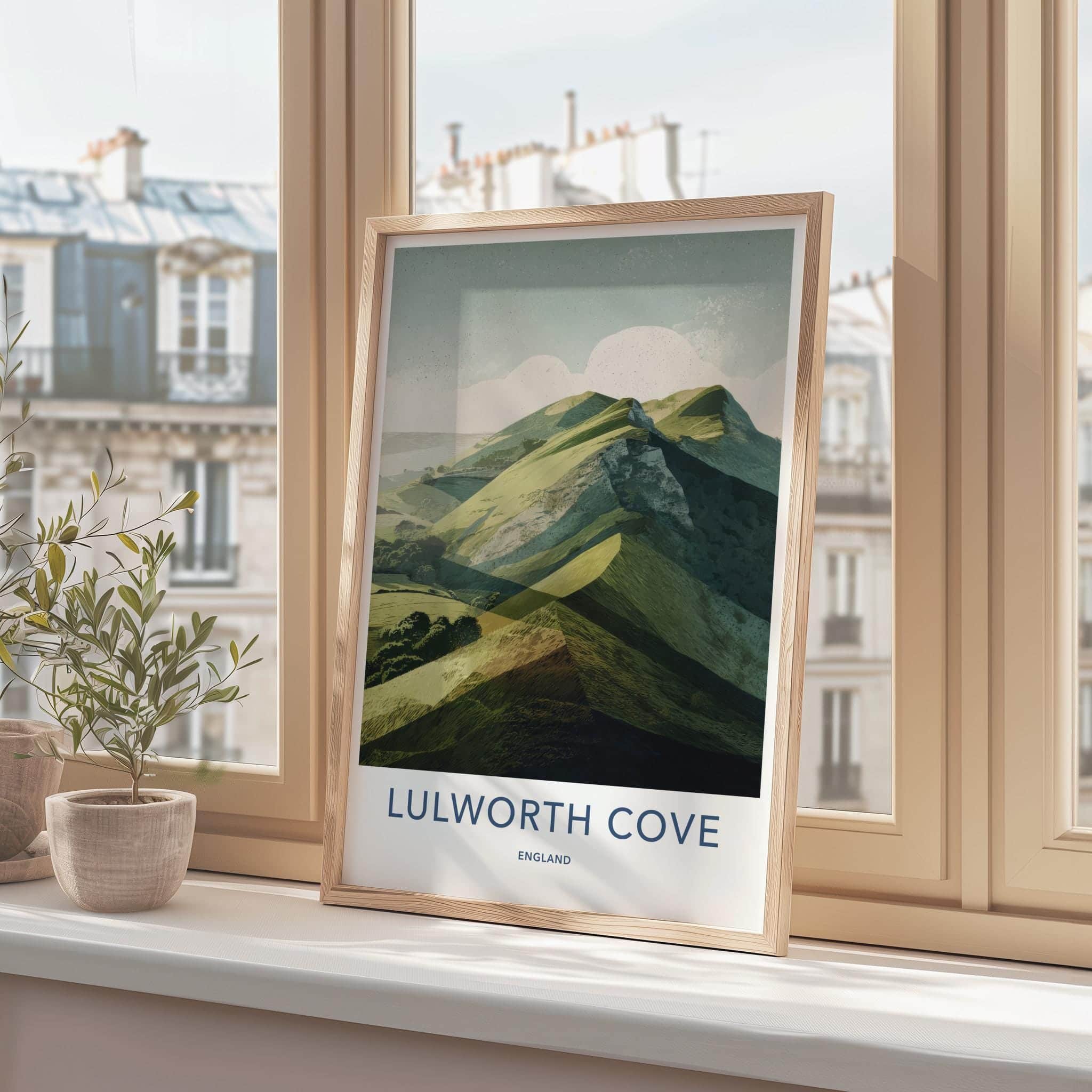 Lulworth Cove Poster - England Travel Art - Scenic Cliff View Home Decor