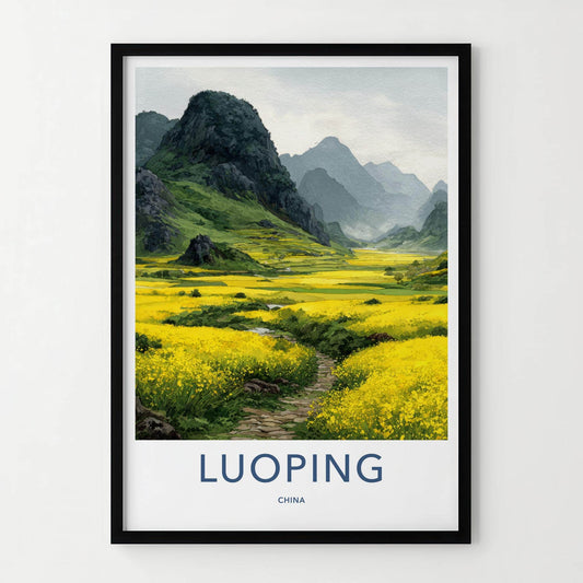 Luoping Poster - China Travel Art - Mountain Fields Path Home Decor