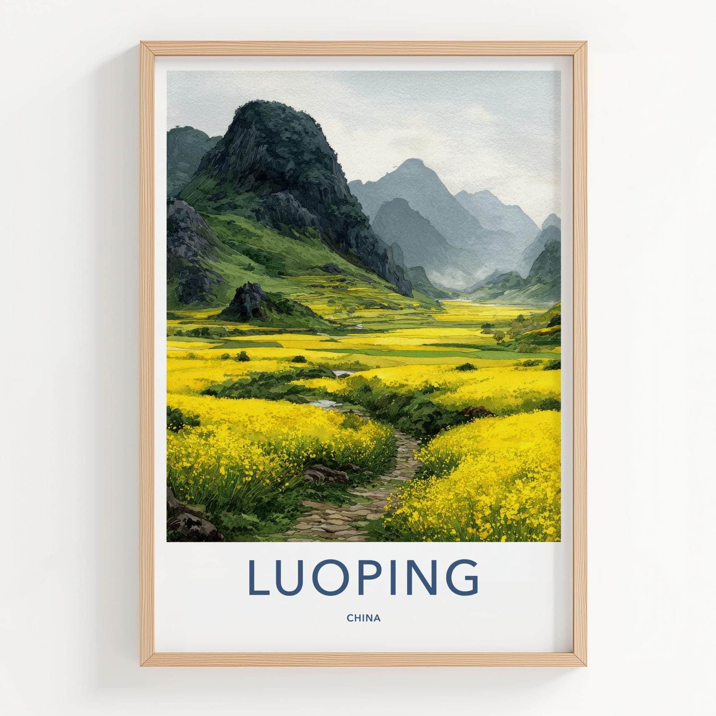 Luoping Poster - China Travel Art - Mountain Fields Path Home Decor
