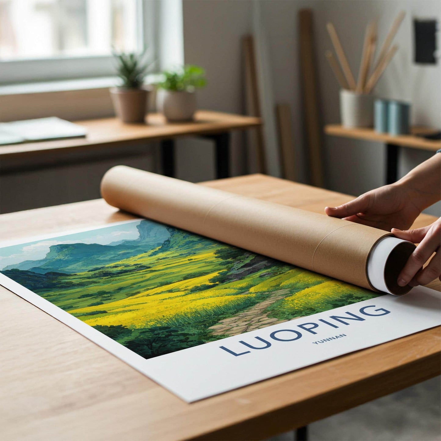 Luoping Poster - China Travel Art - Yellow Field Pathway Home Decor