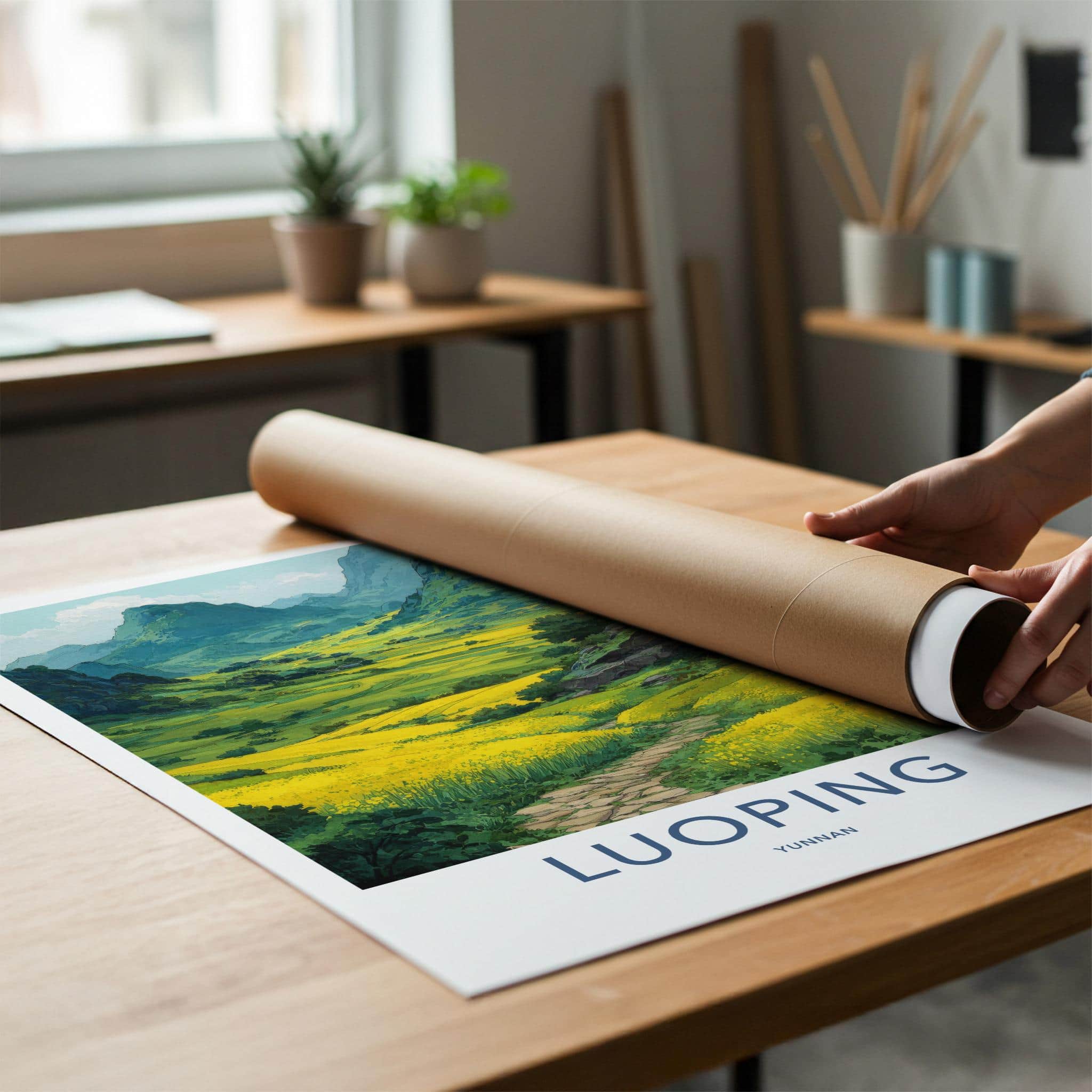 Luoping Poster - China Travel Art - Yellow Field Pathway Home Decor