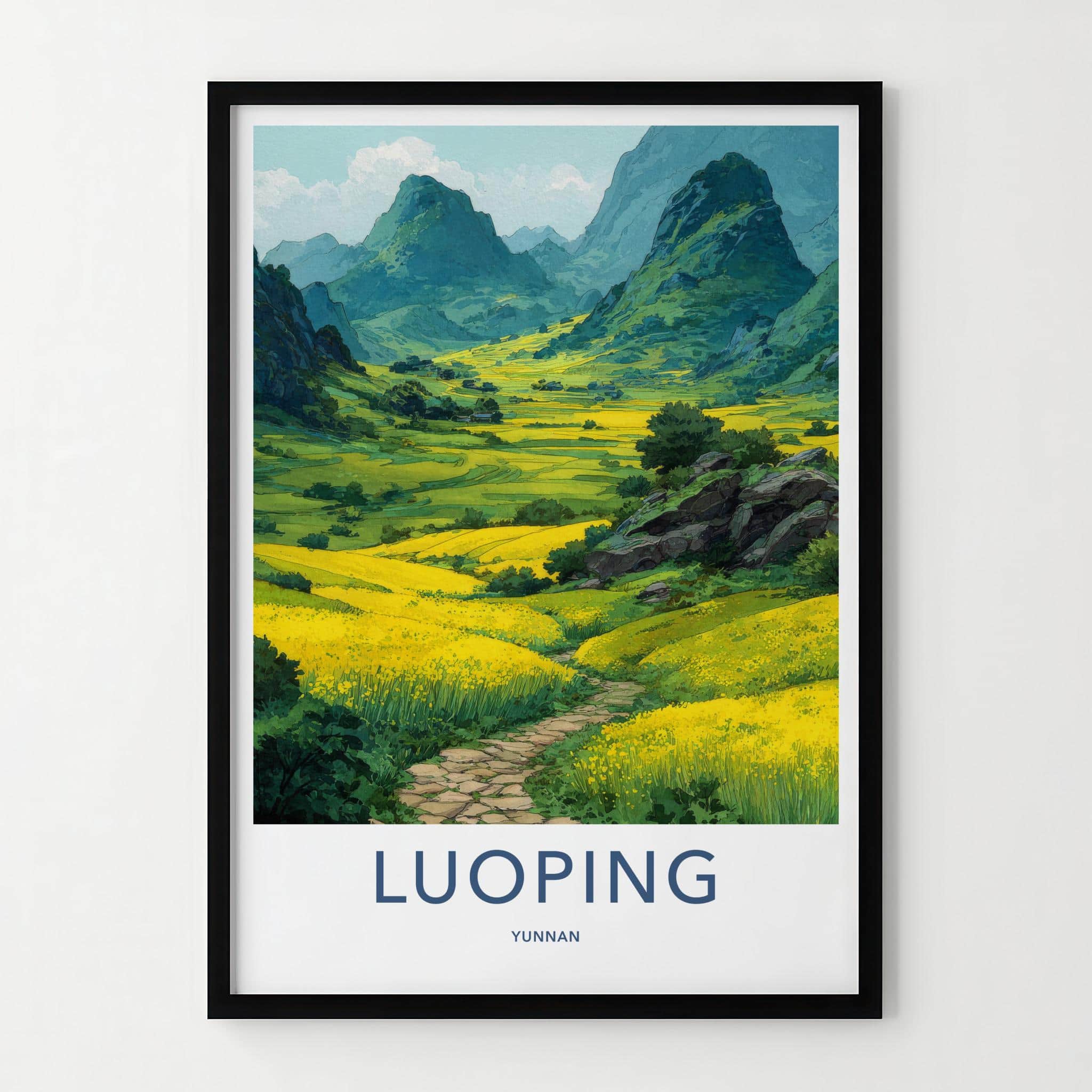 Luoping Poster - China Travel Art - Yellow Field Pathway Home Decor