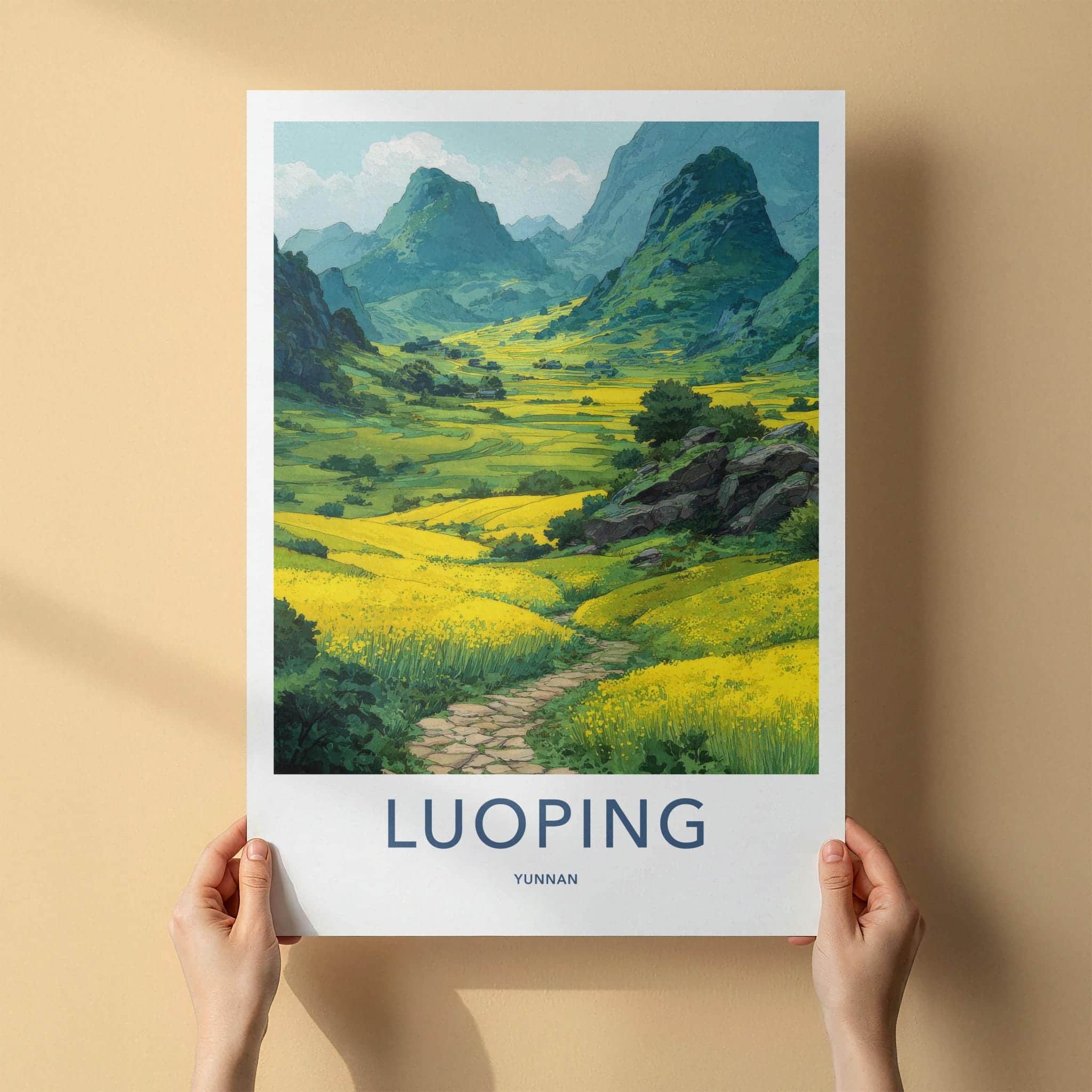 Luoping Poster - China Travel Art - Yellow Field Pathway Home Decor
