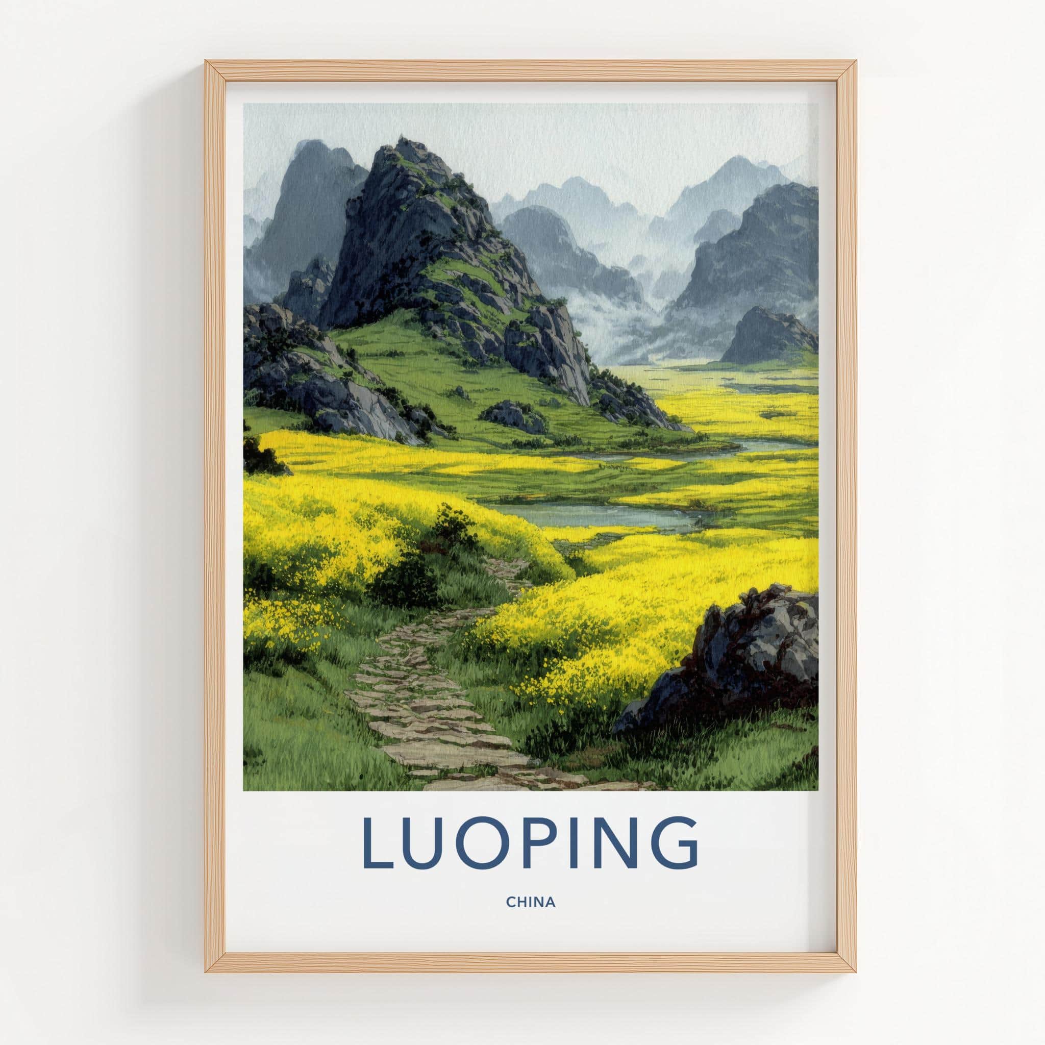 Luoping Poster - China Travel Art - Yellow Flower Fields Home Decor