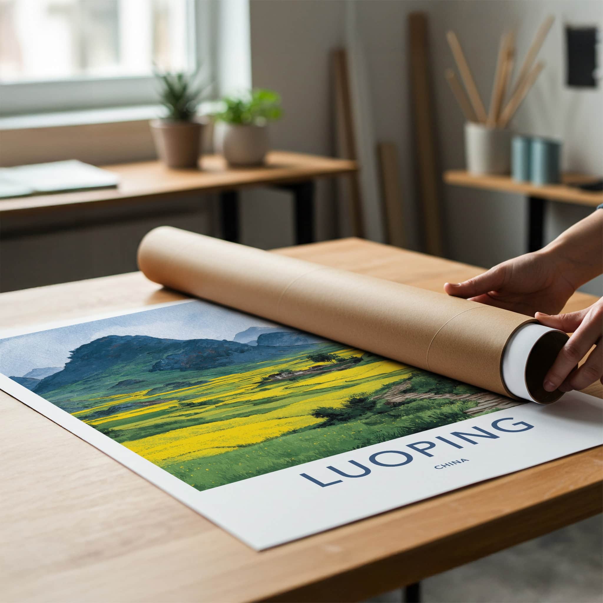 Luoping Poster - China Travel Print - Vast Yellow Fields Home Decor