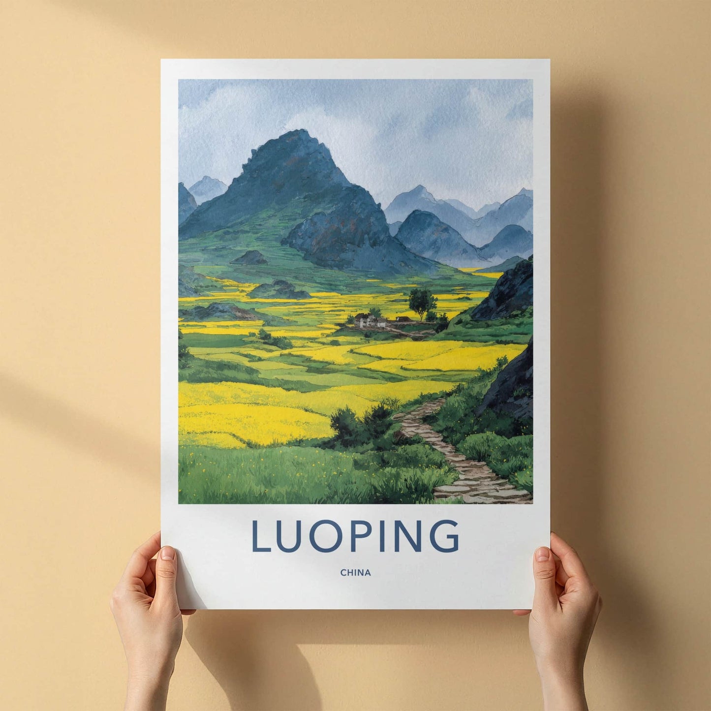 Luoping Poster - China Travel Print - Vast Yellow Fields Home Decor