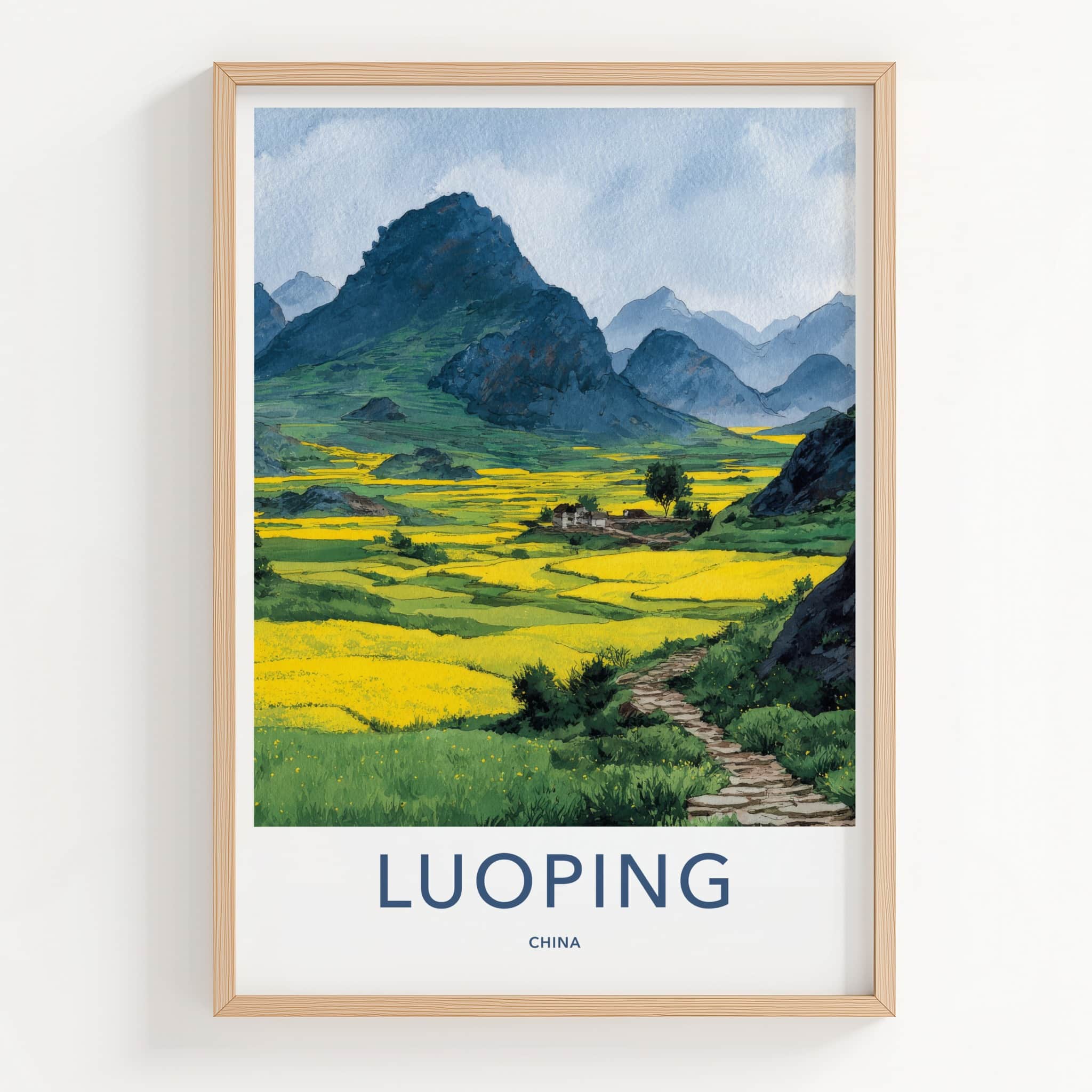 Luoping Poster - China Travel Print - Vast Yellow Fields Home Decor