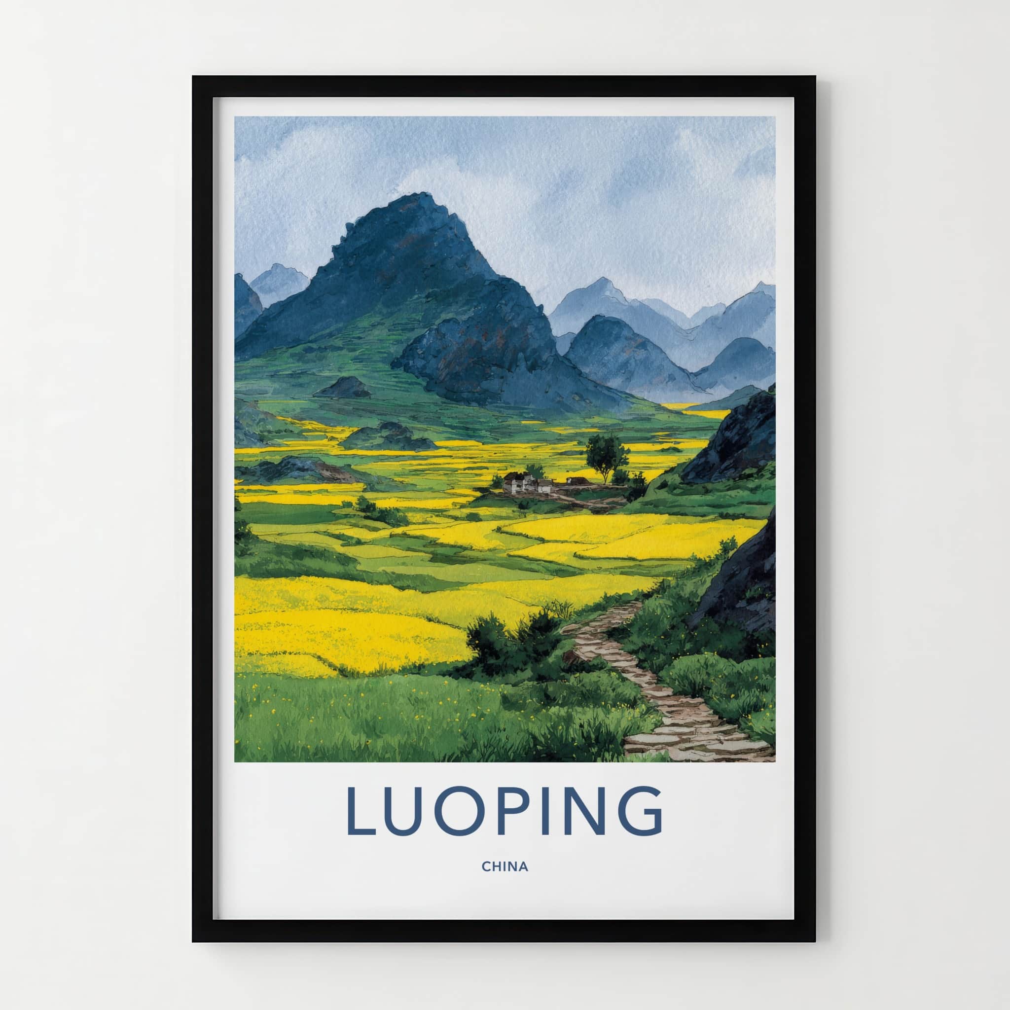 Luoping Poster - China Travel Print - Vast Yellow Fields Home Decor