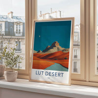 Lut Desert Poster - Iran Travel Art - Orange Dunes Moon Home Decor