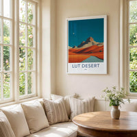 Lut Desert Poster - Iran Travel Art - Orange Dunes Moon Home Decor