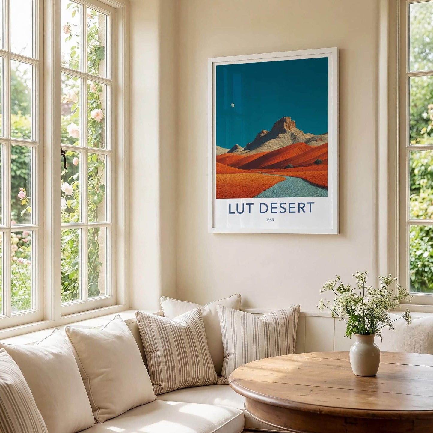 Lut Desert Poster - Iran Travel Art - Orange Dunes Moon Home Decor