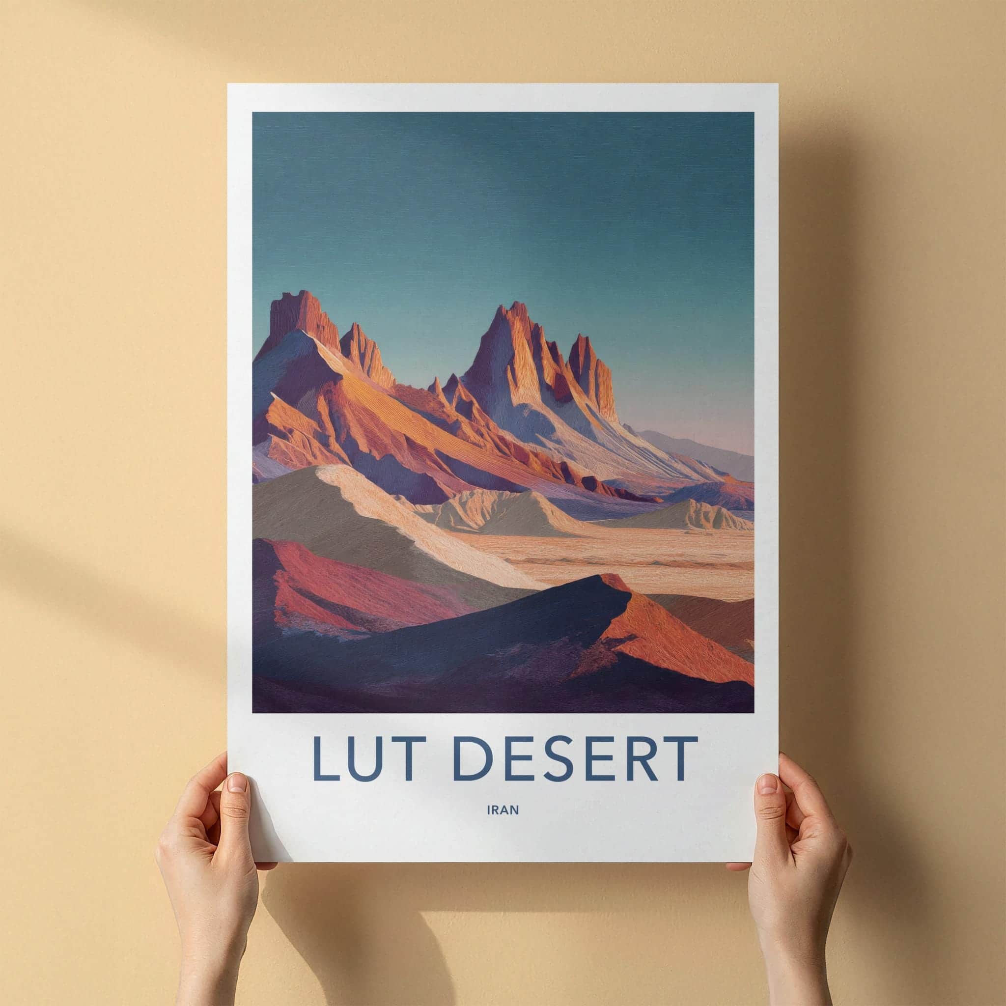 Lut Desert Poster - Iran Travel Art - Textured Desert Peaks Home Decor