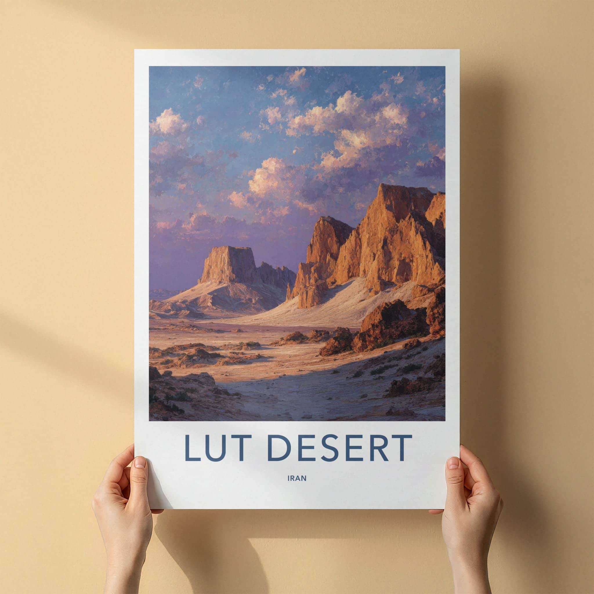 Lut Desert Poster - Iran Travel Art - Vivid Desert Sky Home Decor