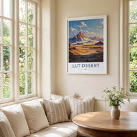 Lut Desert Poster - Iran Travel Print - Arid Mountain Peaks Framed Decor