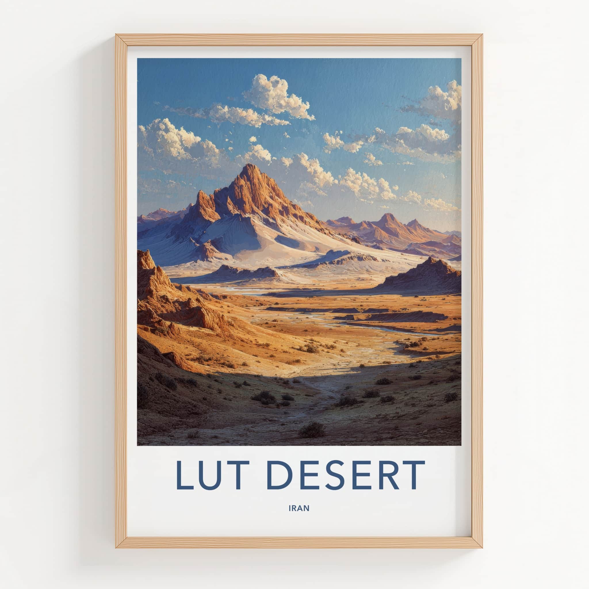Lut Desert Poster - Iran Travel Print - Arid Mountain Peaks Framed Decor