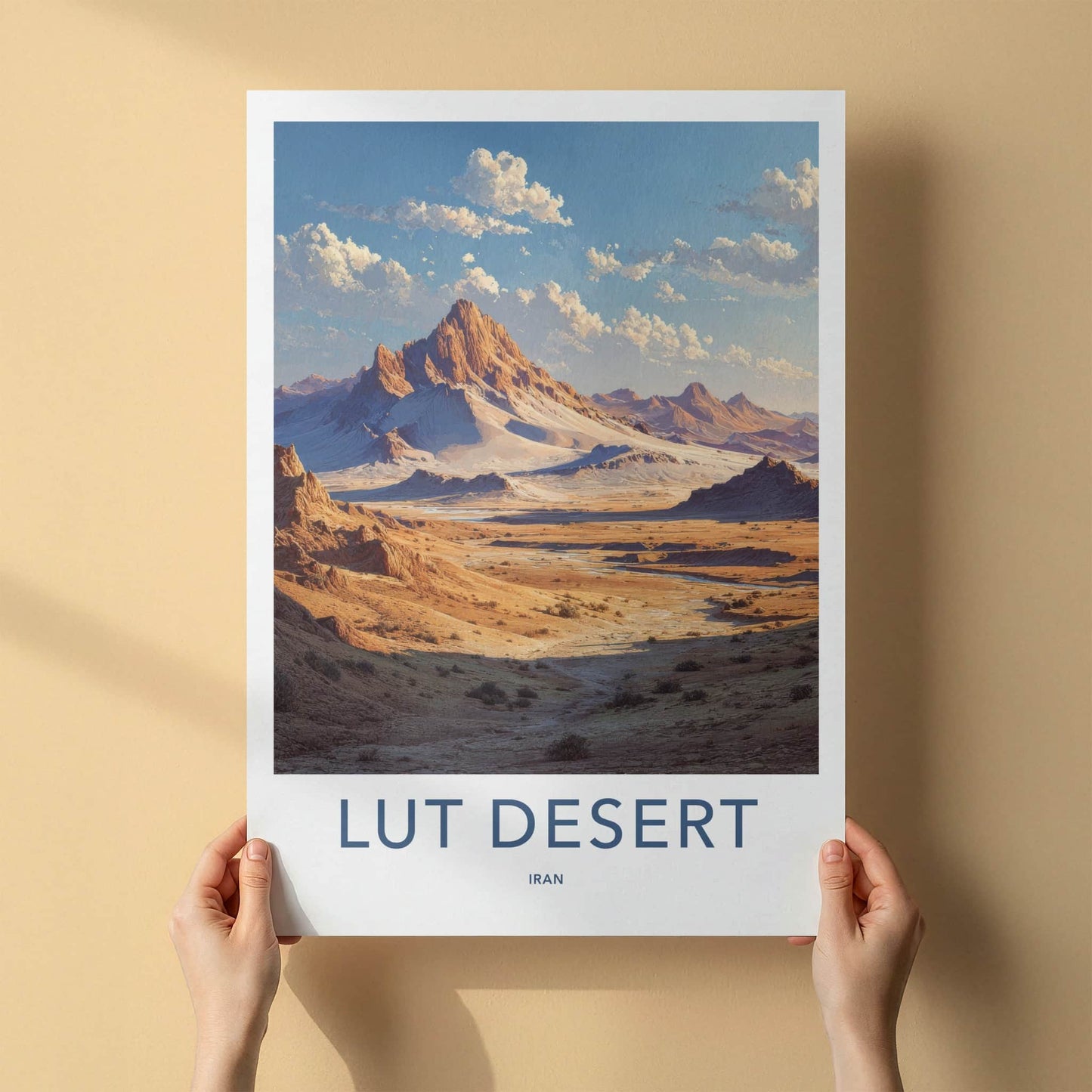 Lut Desert Poster - Iran Travel Print - Arid Mountain Peaks Framed Decor