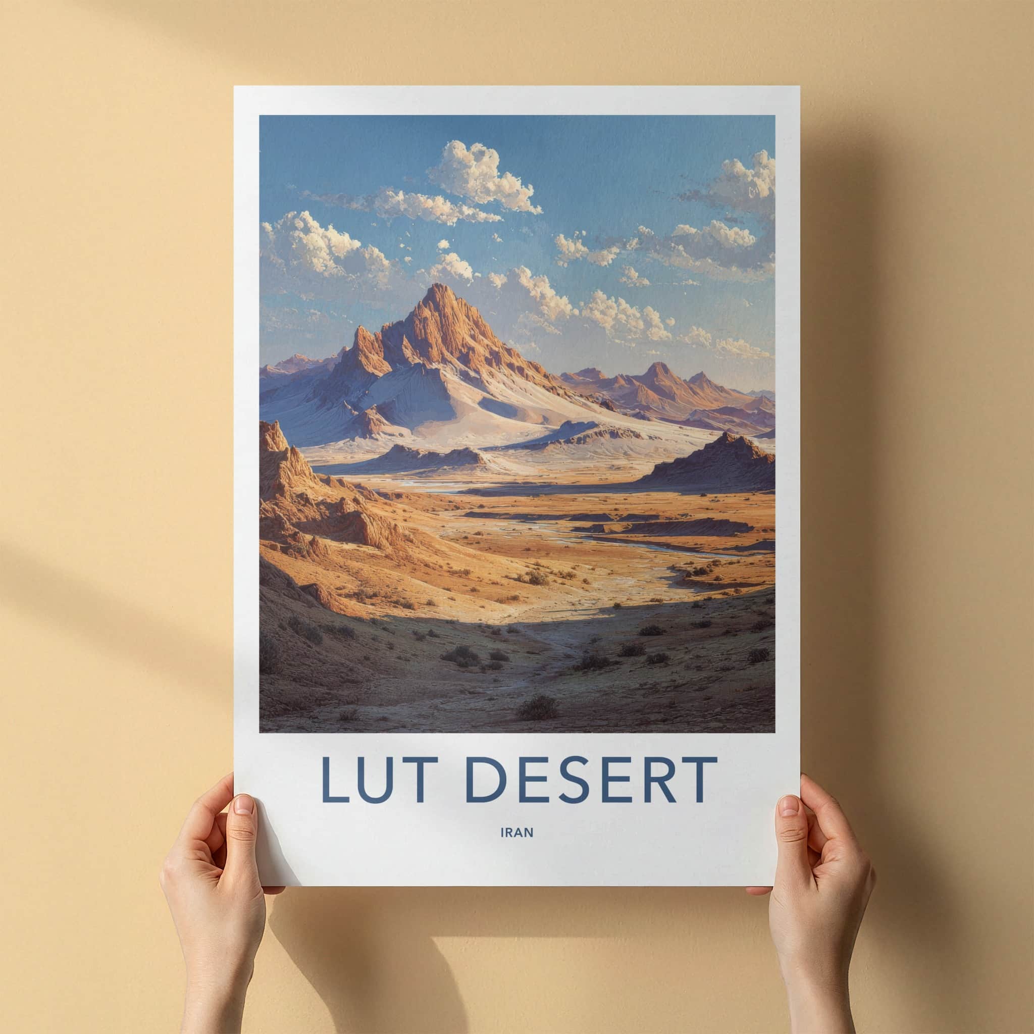 Lut Desert Poster - Iran Travel Print - Arid Mountain Peaks Framed Decor