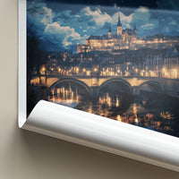 Luxembourg Poster - Luxembourg Art Print - Illuminated River Bridge Home Decor