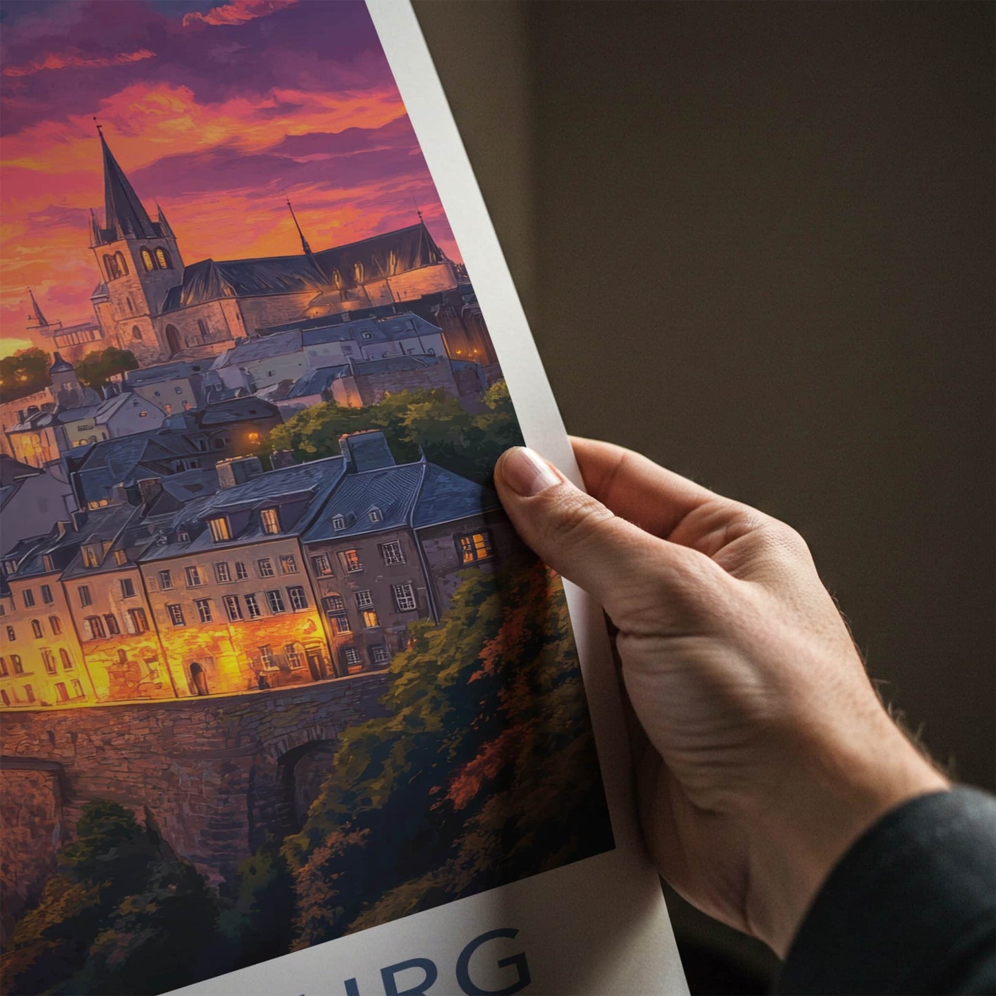 Luxembourg Poster - Luxembourg Travel Art - Colorful Sunset Cityscape Home Decor