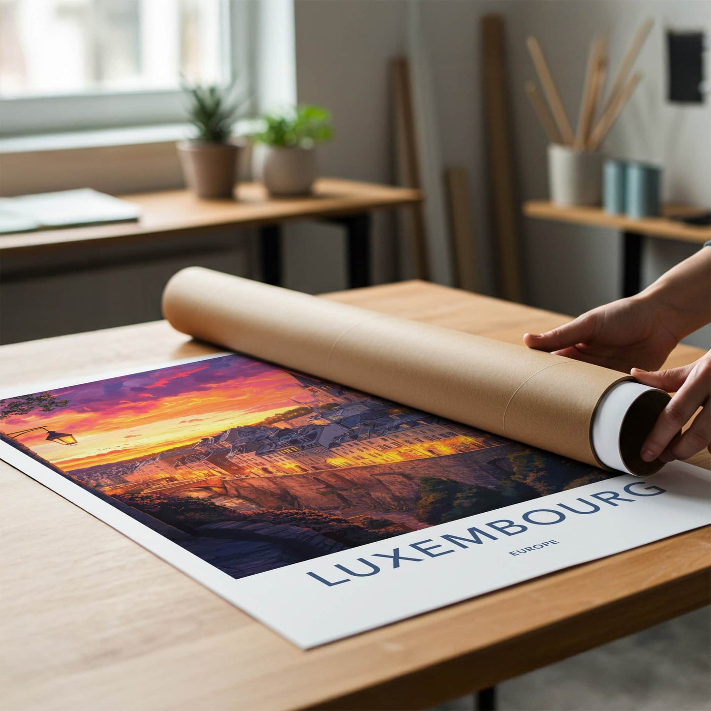 Luxembourg Poster - Luxembourg Travel Art - Colorful Sunset Cityscape Home Decor