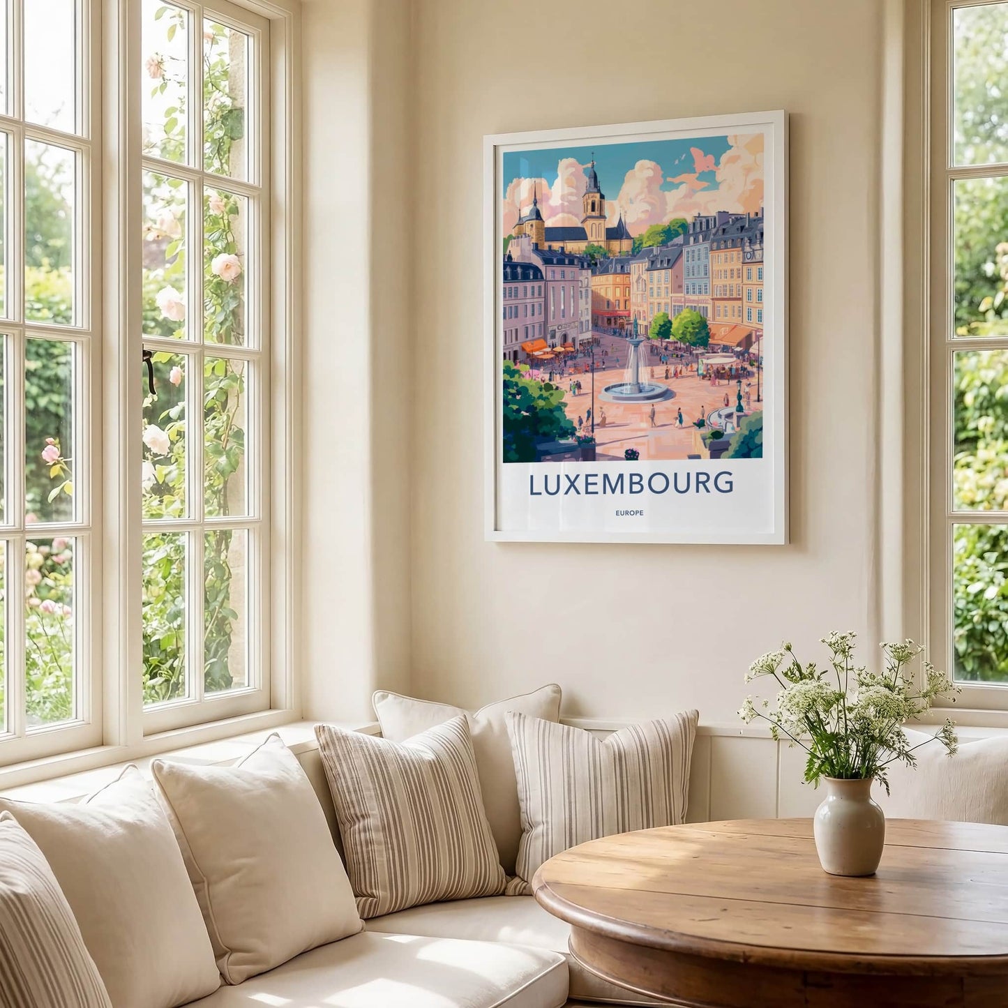 Luxembourg Poster - Luxembourg Travel Art - Lively Town Square Home Decor