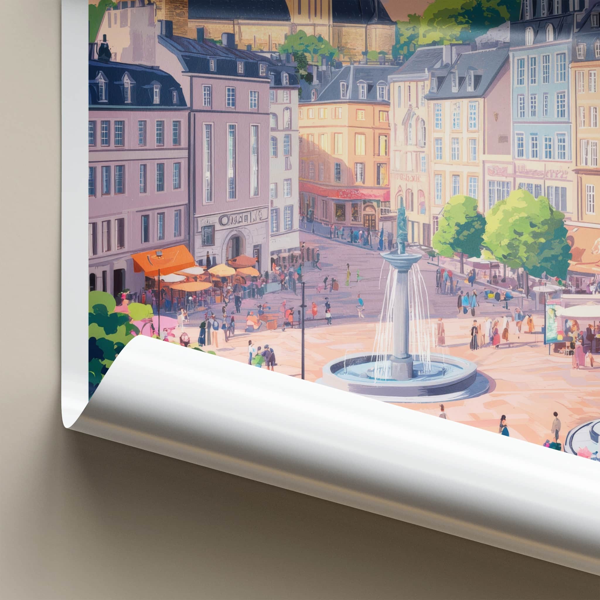 Luxembourg Poster - Luxembourg Travel Art - Lively Town Square Home Decor
