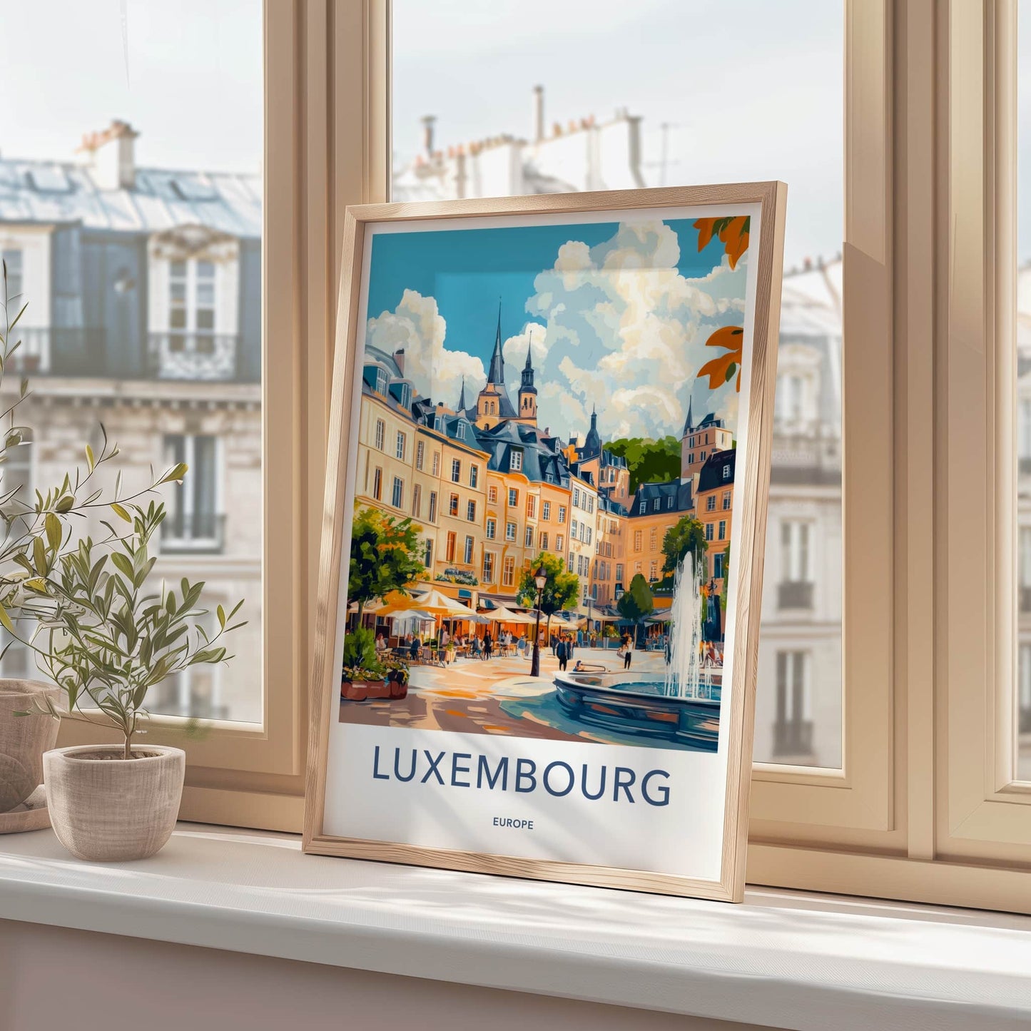 Luxembourg Poster - Luxembourg Travel Art - Vibrant City Square Wall Decor
