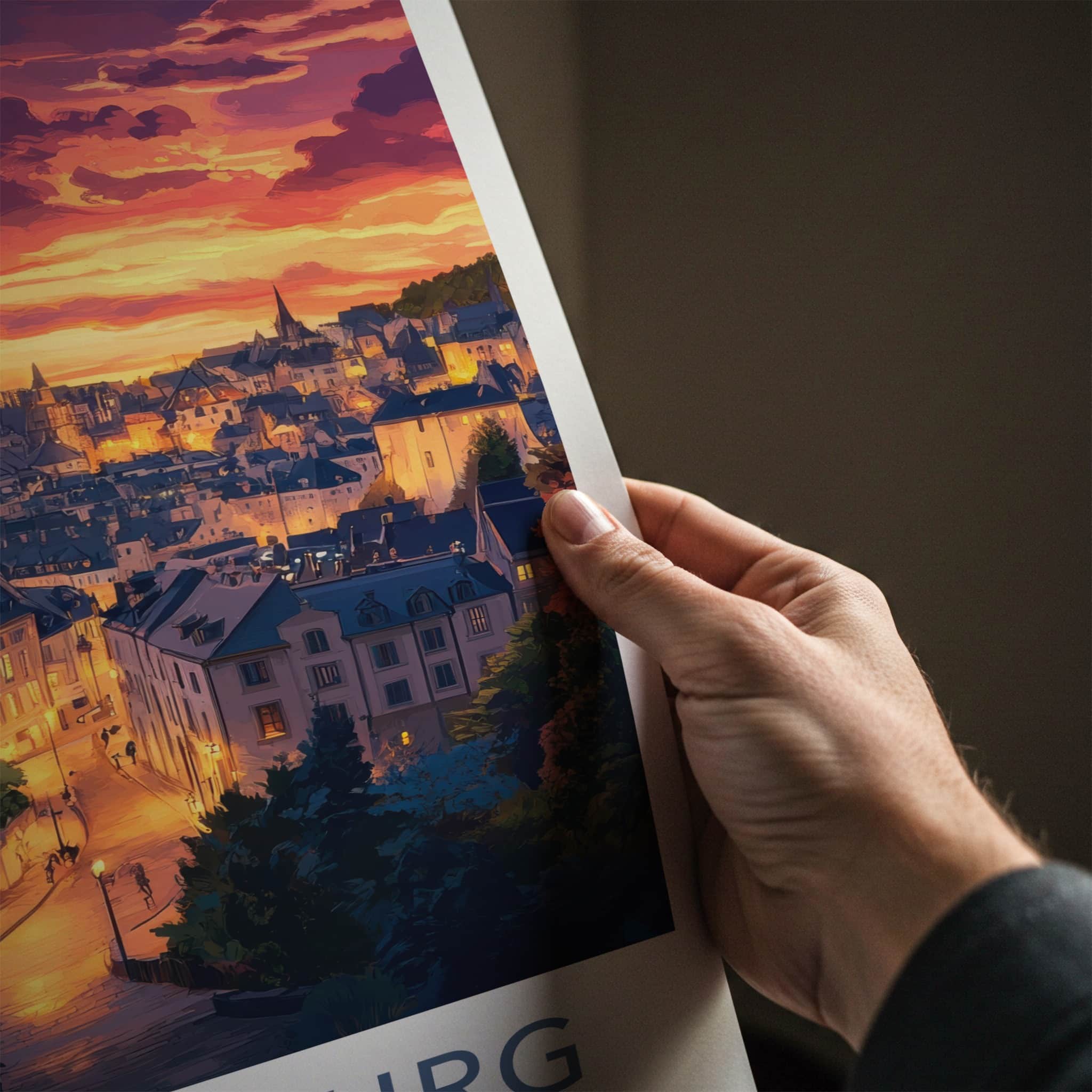 Luxembourg Poster - Luxembourg Travel Art - Vibrant Sunset City Home Decor