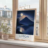 Luzon Poster - Philippines Travel Art - Full Moon Lake Mountain Home Decor