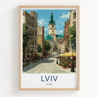 Lviv Poster - Ukraine Framed Art - Bell Tower Street Gallery Art