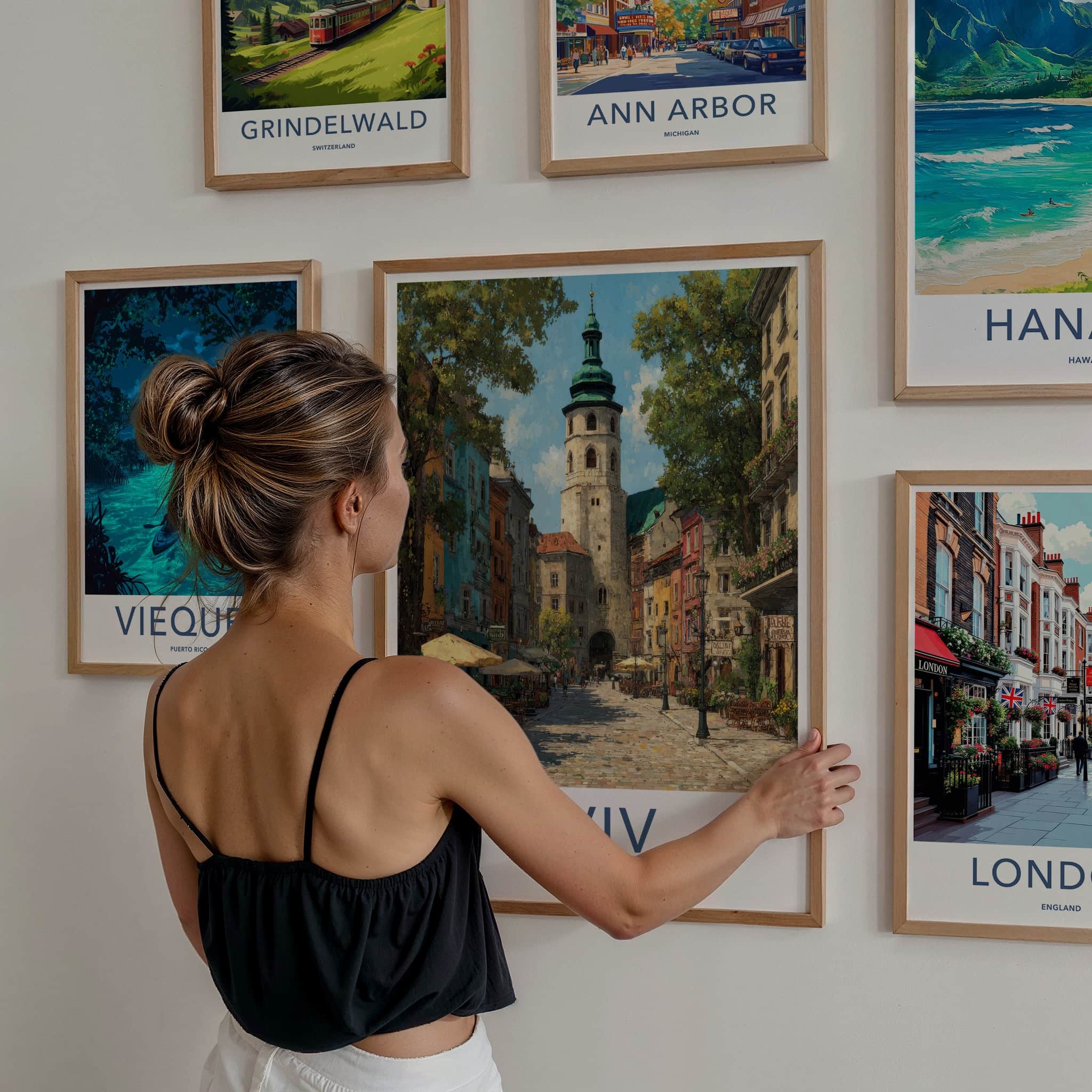 Lviv Poster - Ukraine Framed Art - Colorful Buildings Tower Home Decor