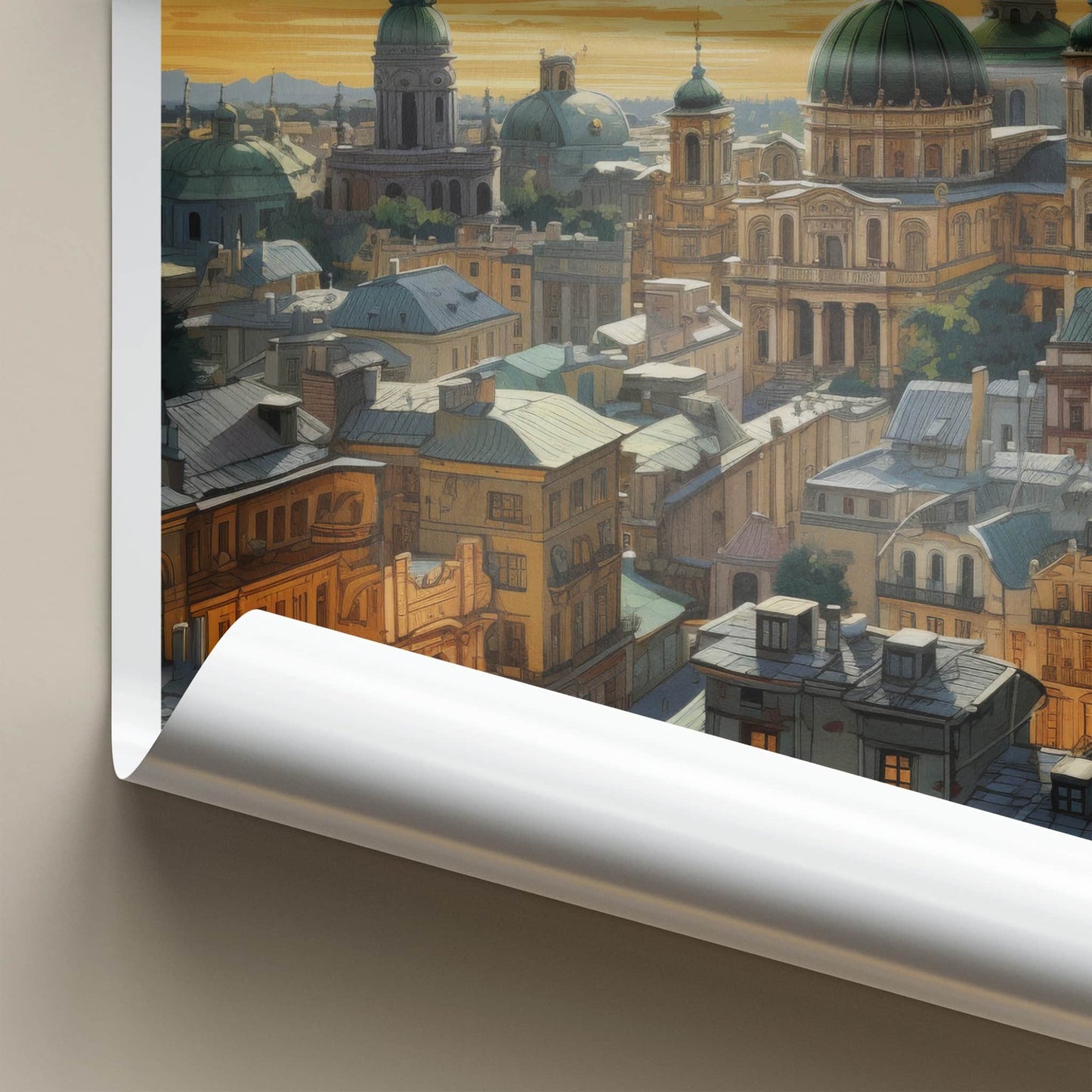 Lviv Poster - Ukraine Framed Art - Golden Sky Domes Home Decor