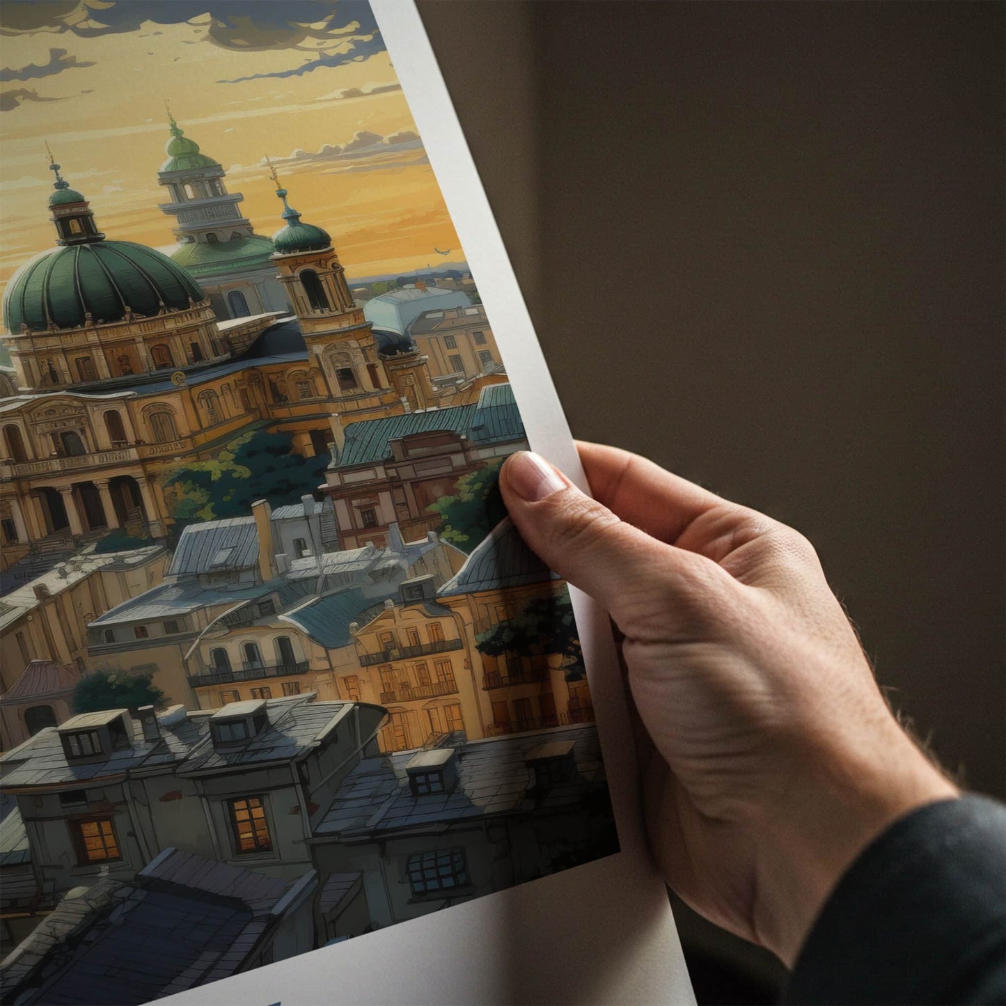 Lviv Poster - Ukraine Framed Art - Golden Sky Domes Home Decor