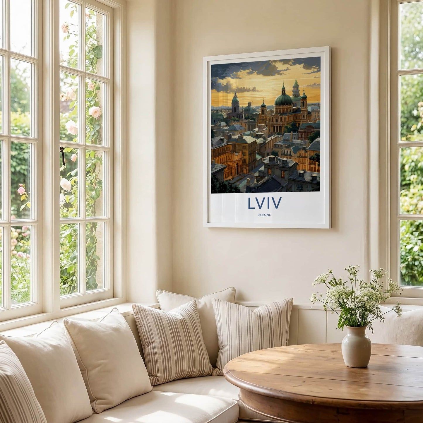 Lviv Poster - Ukraine Framed Art - Golden Sky Domes Home Decor
