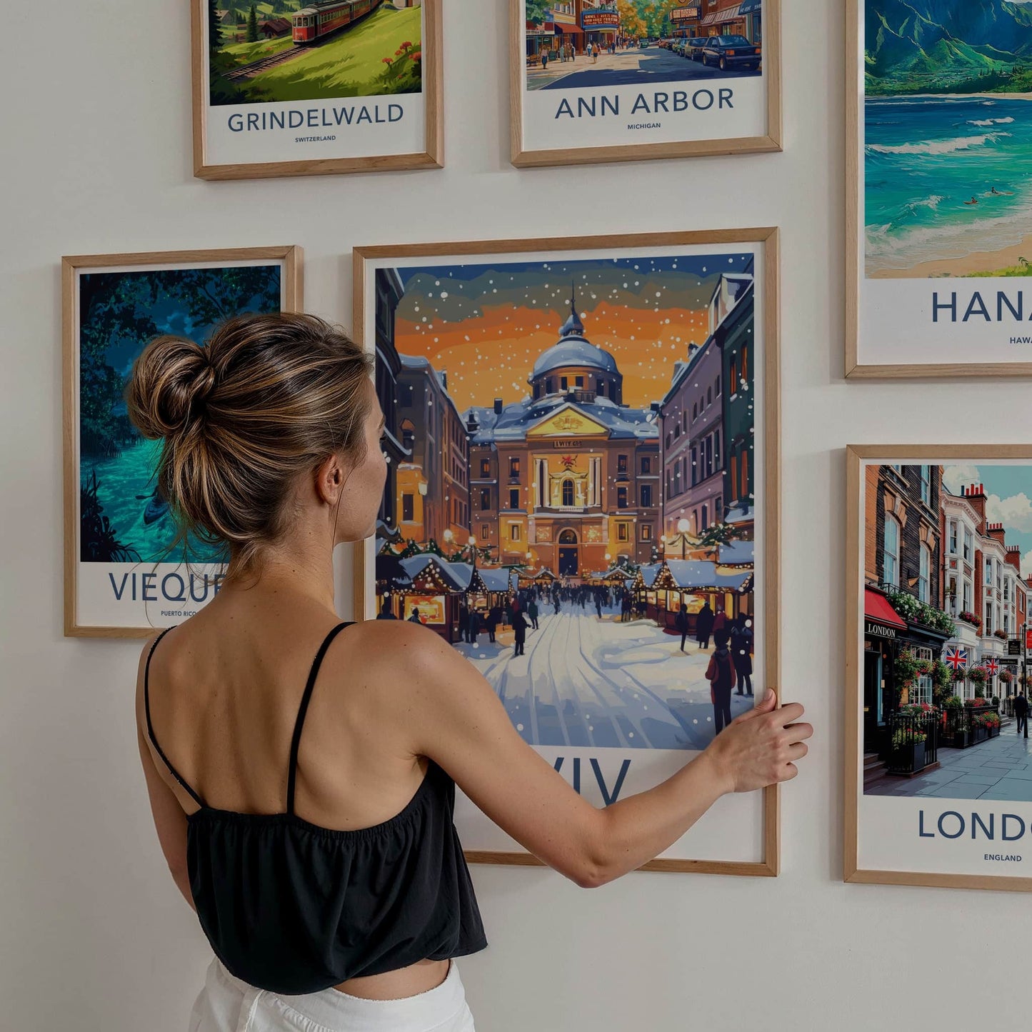 Lviv Poster - Ukraine Travel Art - Festive Winter Market Home Decor