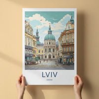 Lviv Poster - Ukraine Travel Art - Grand Baroque Dome Home Decor
