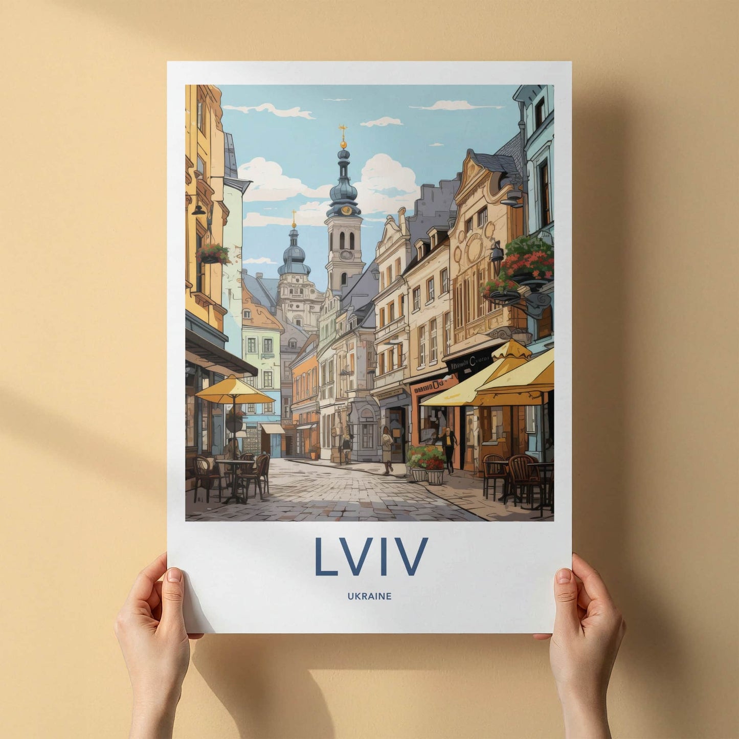 Lviv Poster - Ukraine Travel Art - Historic City Street Wall Decor