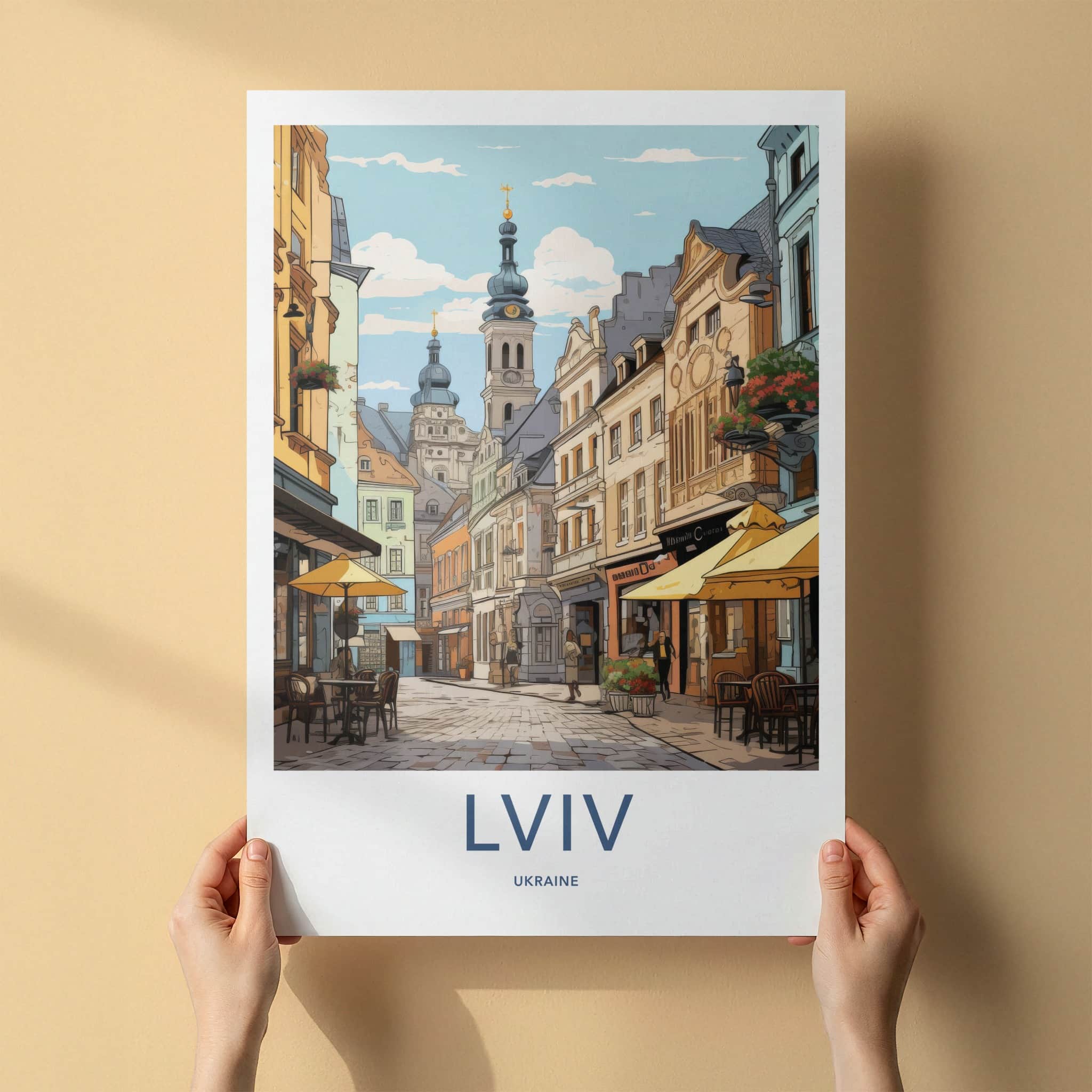 Lviv Poster - Ukraine Travel Art - Historic City Street Wall Decor