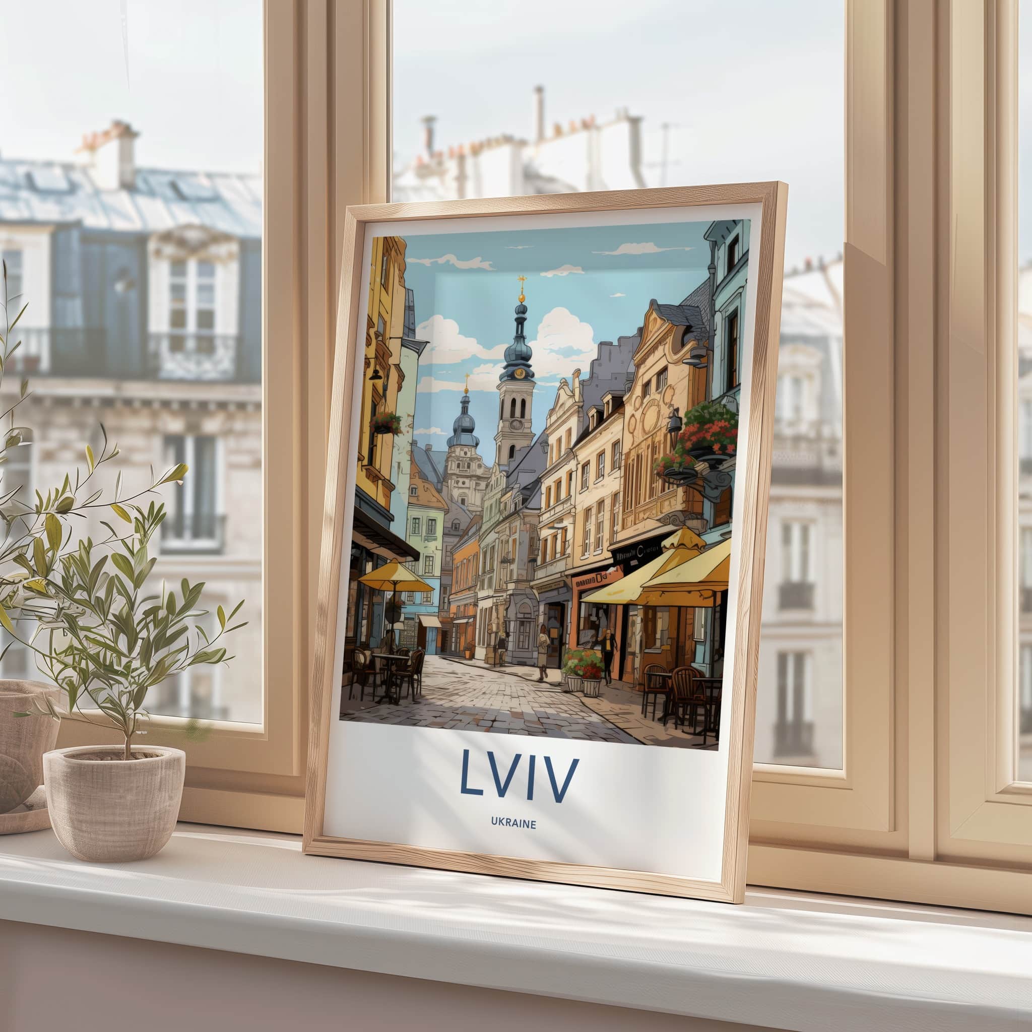 Lviv Poster - Ukraine Travel Art - Historic City Street Wall Decor