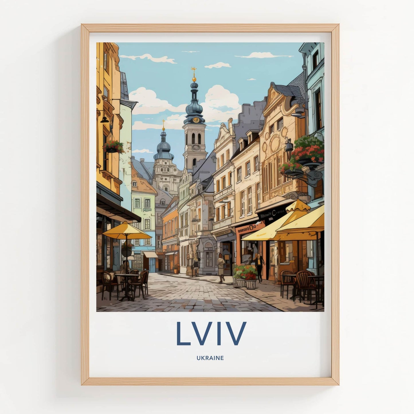 Lviv Poster - Ukraine Travel Art - Historic City Street Wall Decor