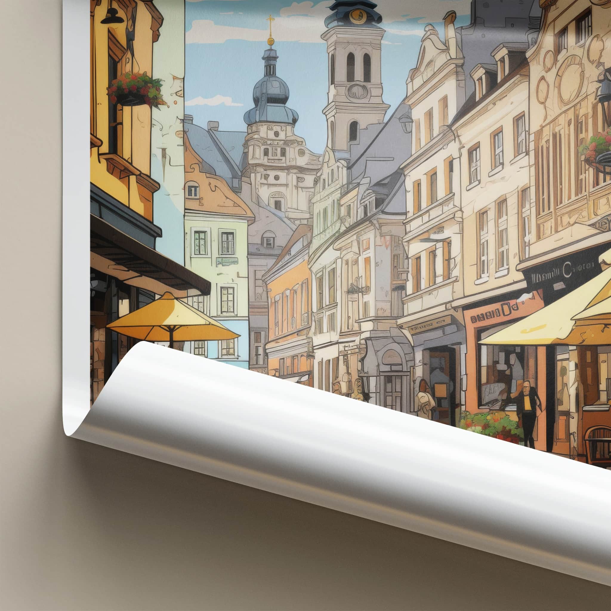 Lviv Poster - Ukraine Travel Art - Historic City Street Wall Decor