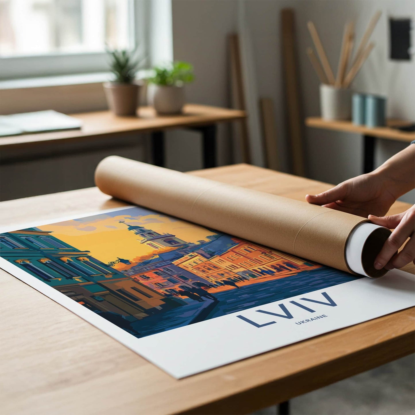 Lviv Poster - Ukraine Travel Art - Historic City Sunset Home Decor