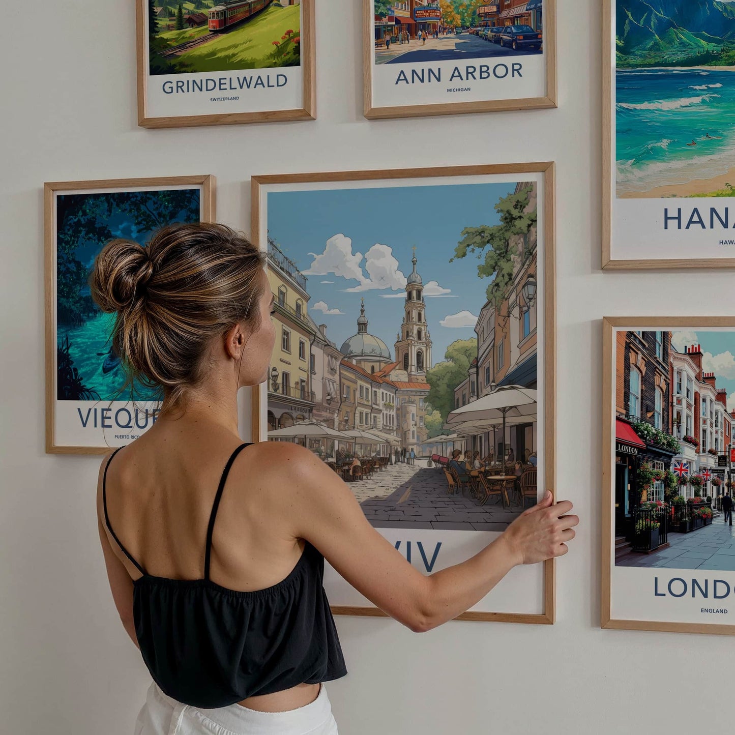 Lviv Poster - Ukraine Travel Art - Lively Cafe Street Home Decor