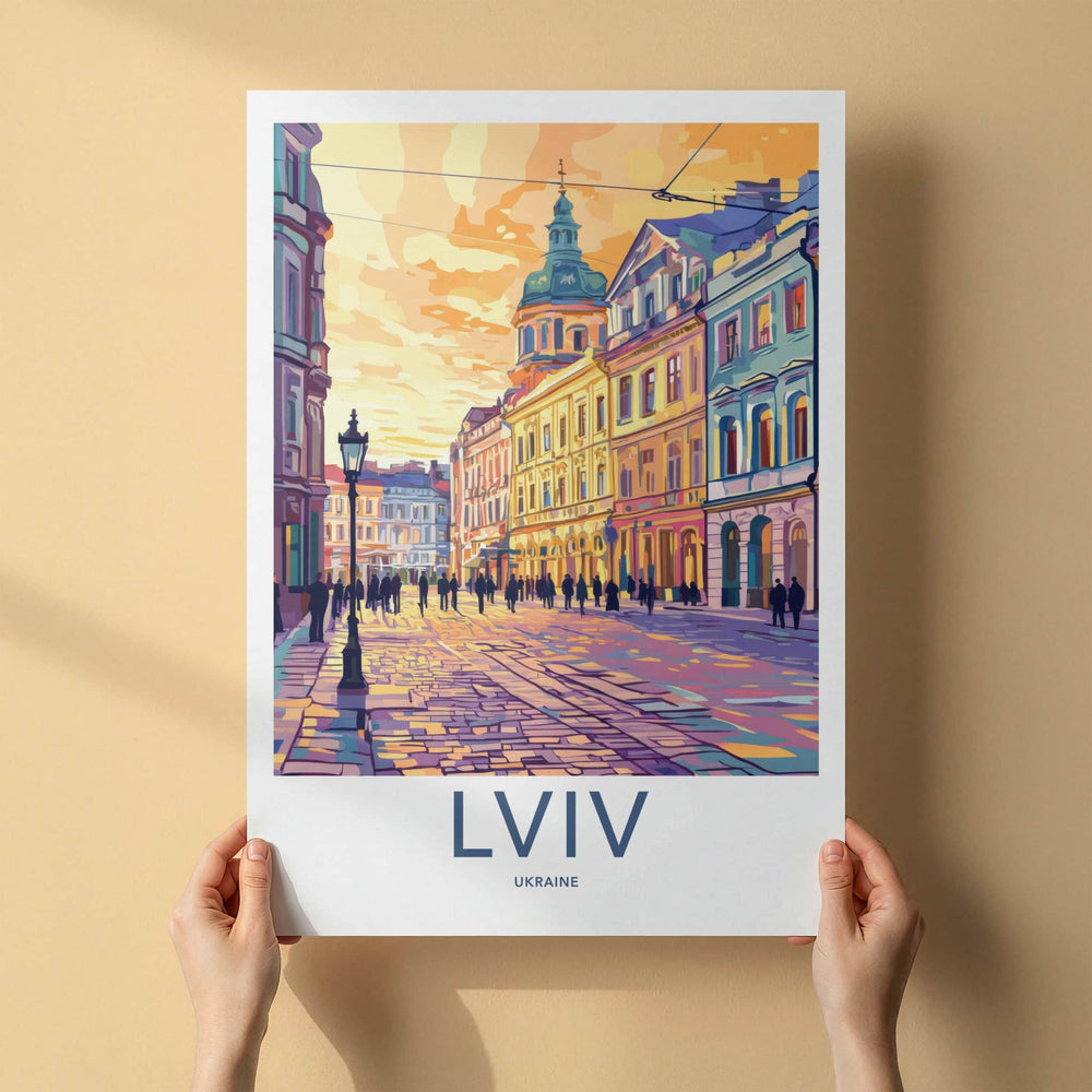 Lviv Poster - Ukraine Travel Art - Vibrant City Street Home Decor