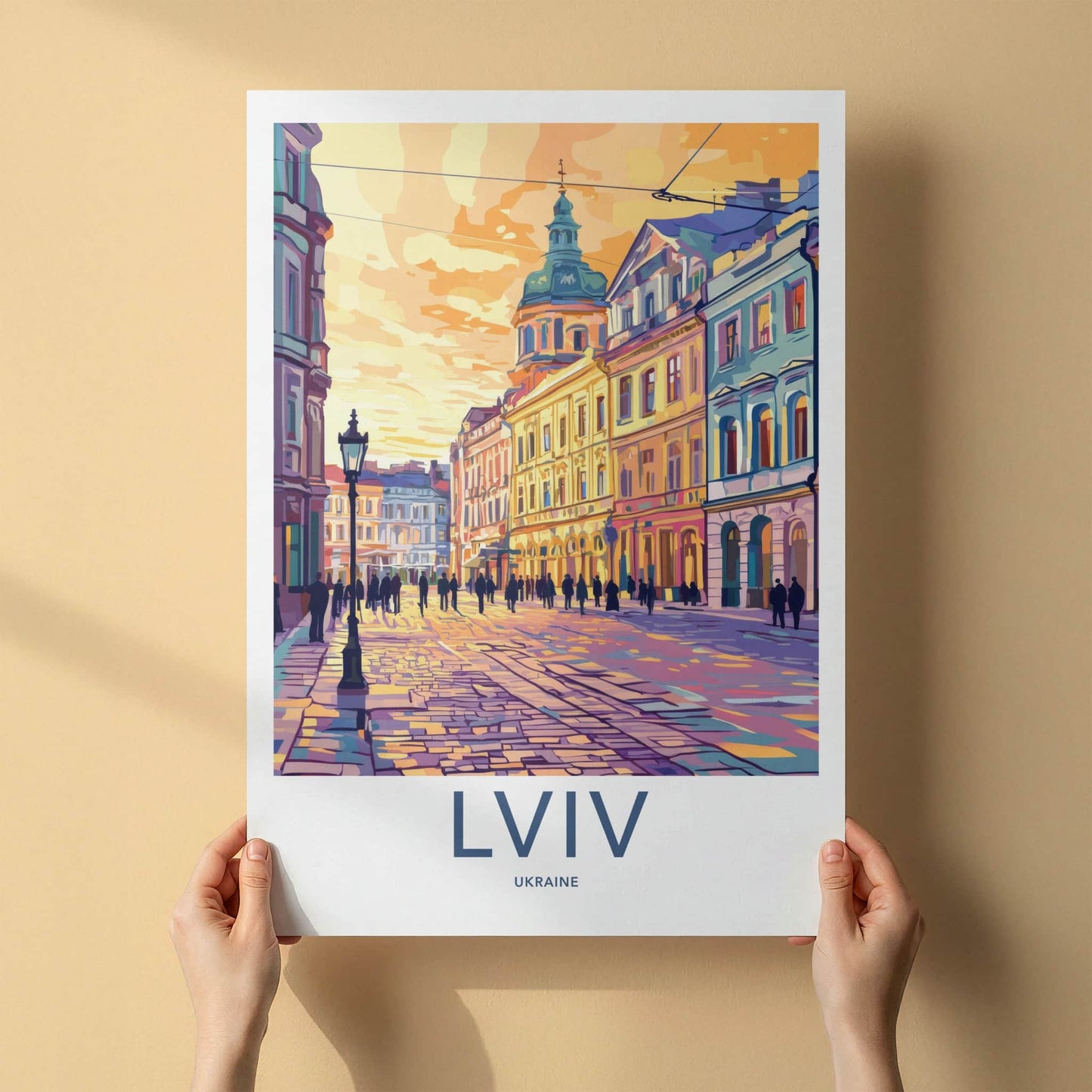 Lviv Poster - Ukraine Travel Art - Vibrant City Street Home Decor
