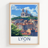 Lyon Poster - France Travel Art - Basilica Cityscape View Home Decor