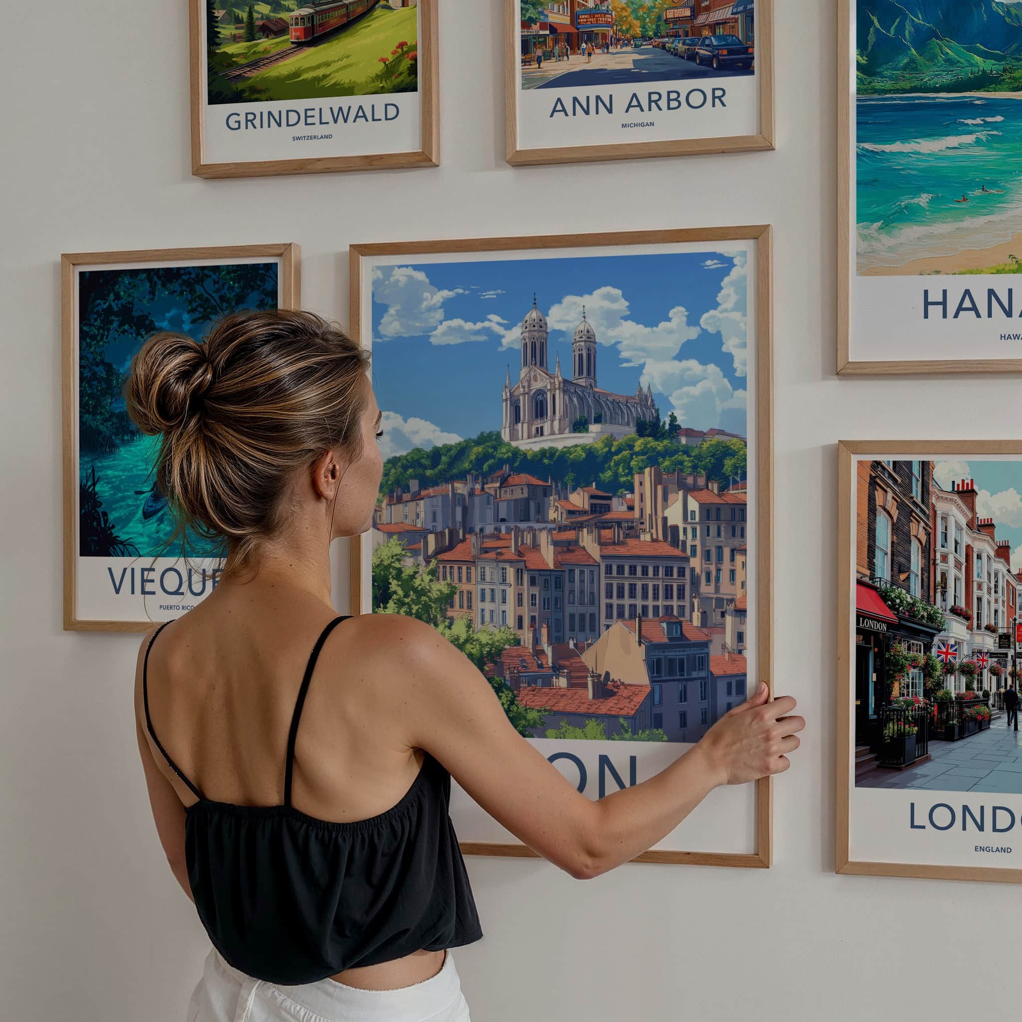 Lyon Poster - France Travel Art - Basilica Cityscape View Home Decor