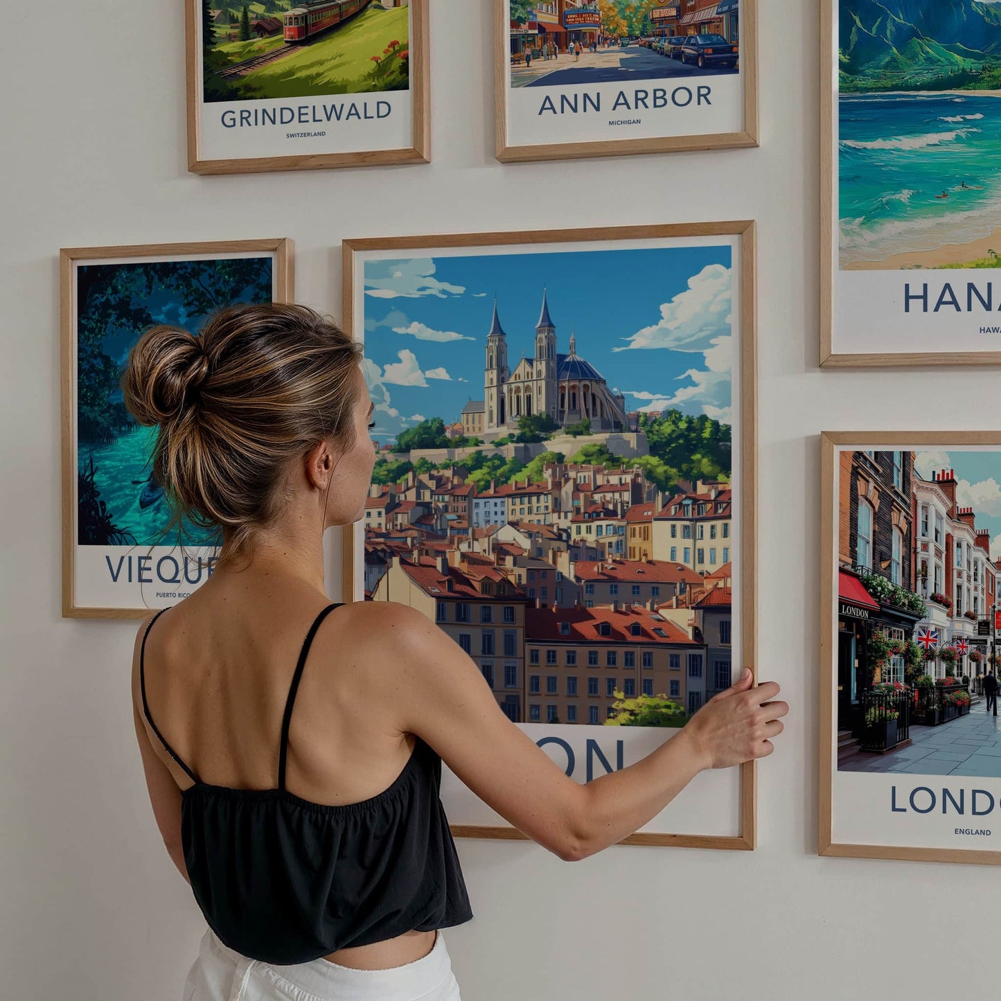 Lyon Poster - France Travel Art - Hilltop Basilica City Home Decor
